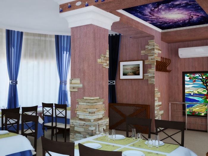 Кафе Аркадия с фрагментом потолка. Кафе Аркадия с фрагментом потолка.