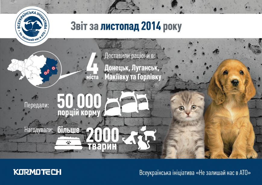 50 000 порций кормов получили в ноябре животные на Донбассе (фото) - фото 1 50 000 порций кормов получили в ноябре животные на Донбассе (фото) - фото 1