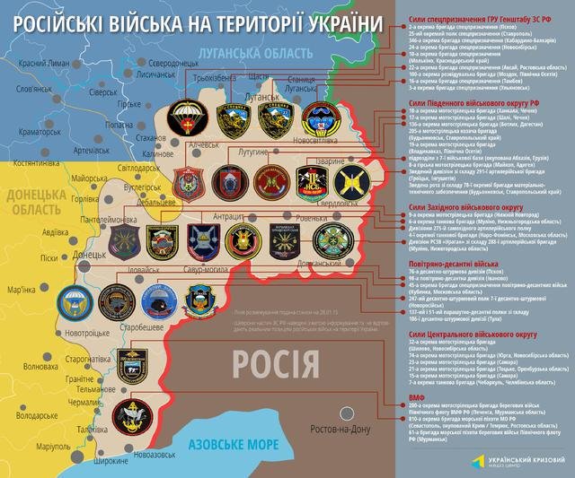 Опубликован список российских военных частей, воюющих на Донбассе (Инфографика) (фото) - фото 1 Опубликован список российских военных частей, воюющих на Донбассе (Инфографика) (фото) - фото 1