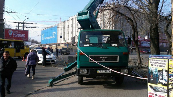 В Одессе автовышка из Черновцов режет деревья на Пантелеймоновской (ФОТО) (фото) - фото 1