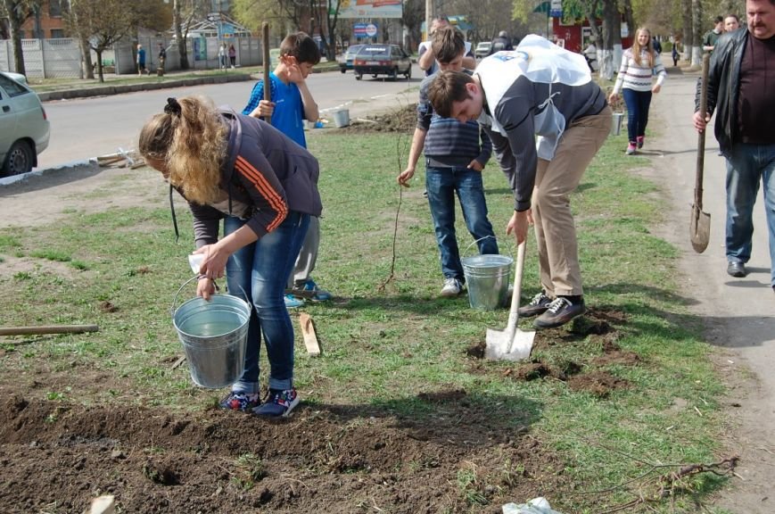 В Первомайске школьники и активисты провели субботник и высадку деревьев (фото) (фото) - фото 2 В Первомайске школьники и активисты провели субботник и высадку деревьев (фото) (фото) - фото 2
