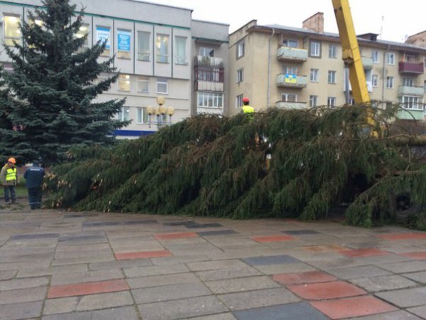 На центральному майдані Рівного вже встановлюють ялинку (фото) - фото 1 На центральному майдані Рівного вже встановлюють ялинку (фото) - фото 1