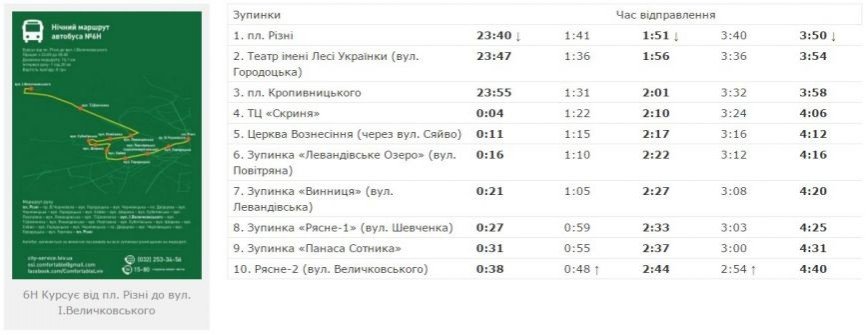 На замітку львів'янам: як і коли курсують нічні автобуси у Львові: графік (фото) - фото 3 На замітку львів'янам: як і коли курсують нічні автобуси у Львові: графік (фото) - фото 3